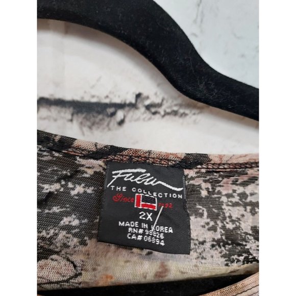 Vintage The Collection Womens Sheer Long Sleeve Top, All over Print, Size 2X - Picture 3 of 4